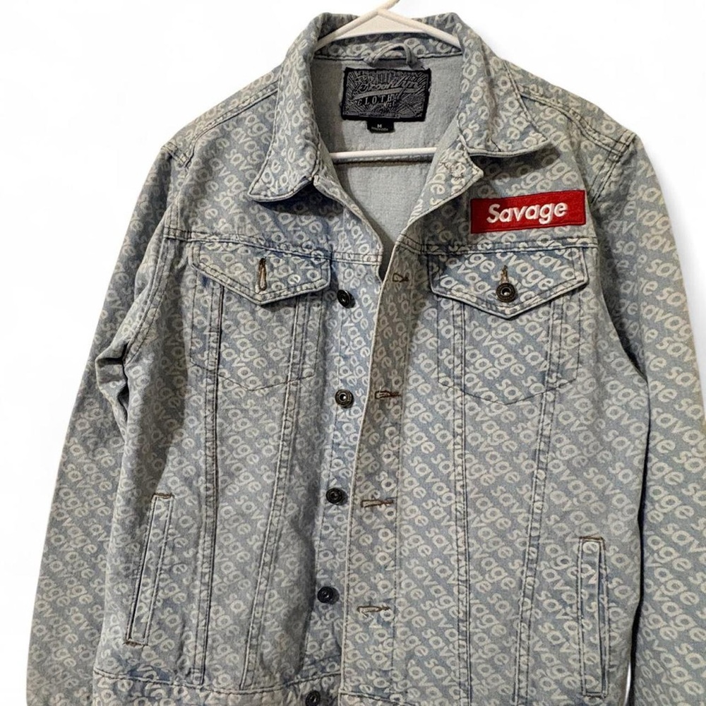 Brooklyn Cloth Blue Patterned Denim Savage Jacket Sz M